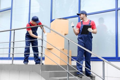 Storage facility safety overview with staff following health and safety procedures