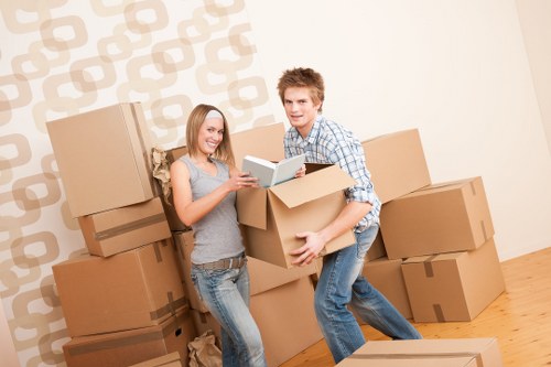 Packed boxes ready for house removals in Crewshill